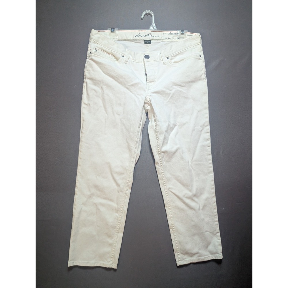 Eddie Bauer Revival Boyfriend Jeans Womens 8 White Denim Cotton Logo Light Wash